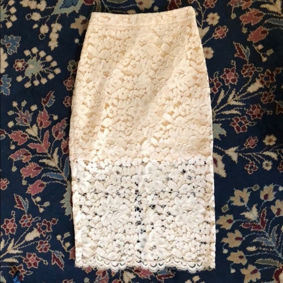 Topshop Cord Lace Midi Pencil Skirt Zip Slit Strai - Picture 3 of 8